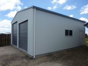 Gable shed with one high roller door            
